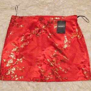 Red and Gold Floral Skirt